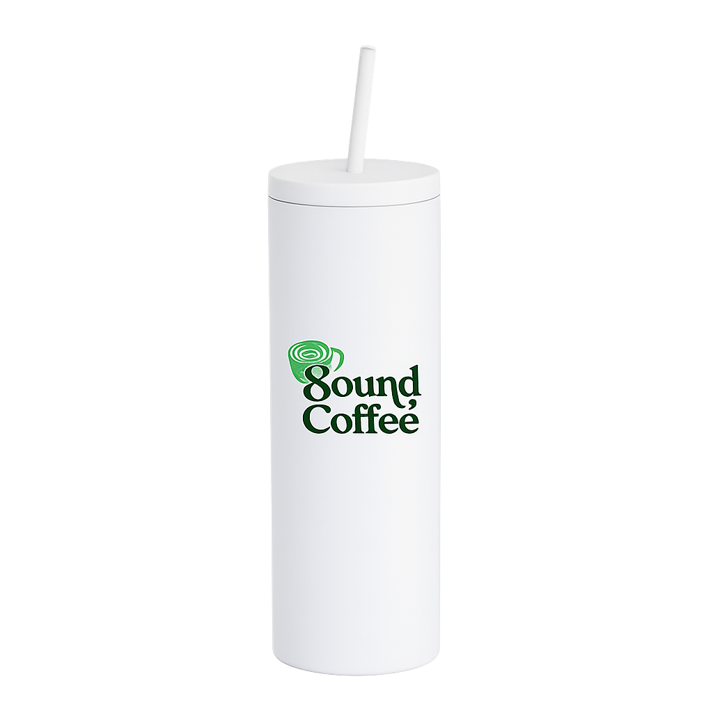 Sound Coffee White Tumbler with Straw – 20 oz