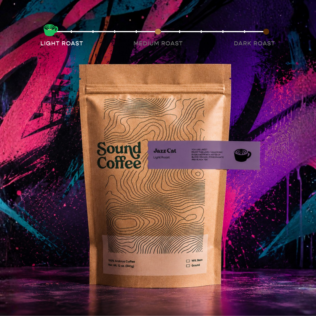 Package of Sound Coffee Jazz Cat Single Origins Light Roast Coffee