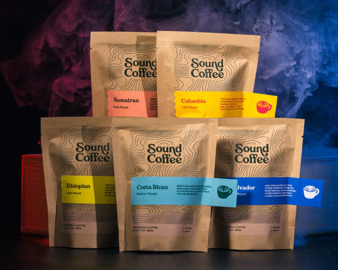 Sound Coffee Mixtape Sample Pack featuring five single origin coffees