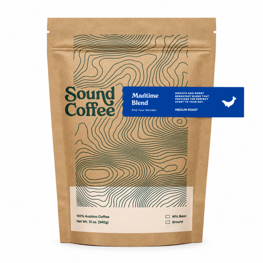 Sound Coffee pack of coffee with a label Maritime Blend