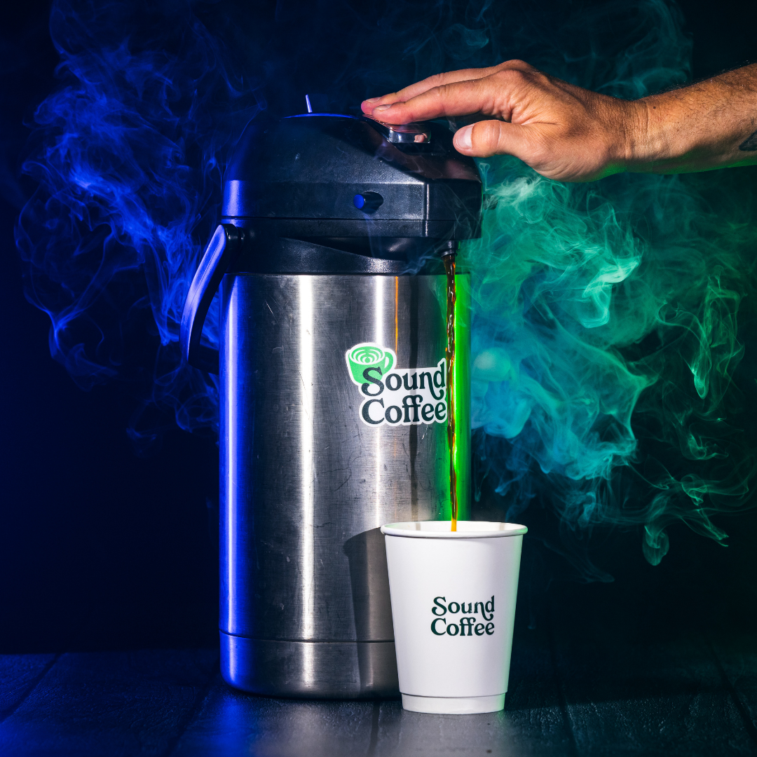Sound Coffee Sticker in a coffee pot