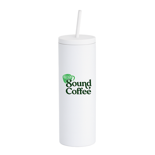 Sound Coffee White Tumbler with Straw – 20 oz